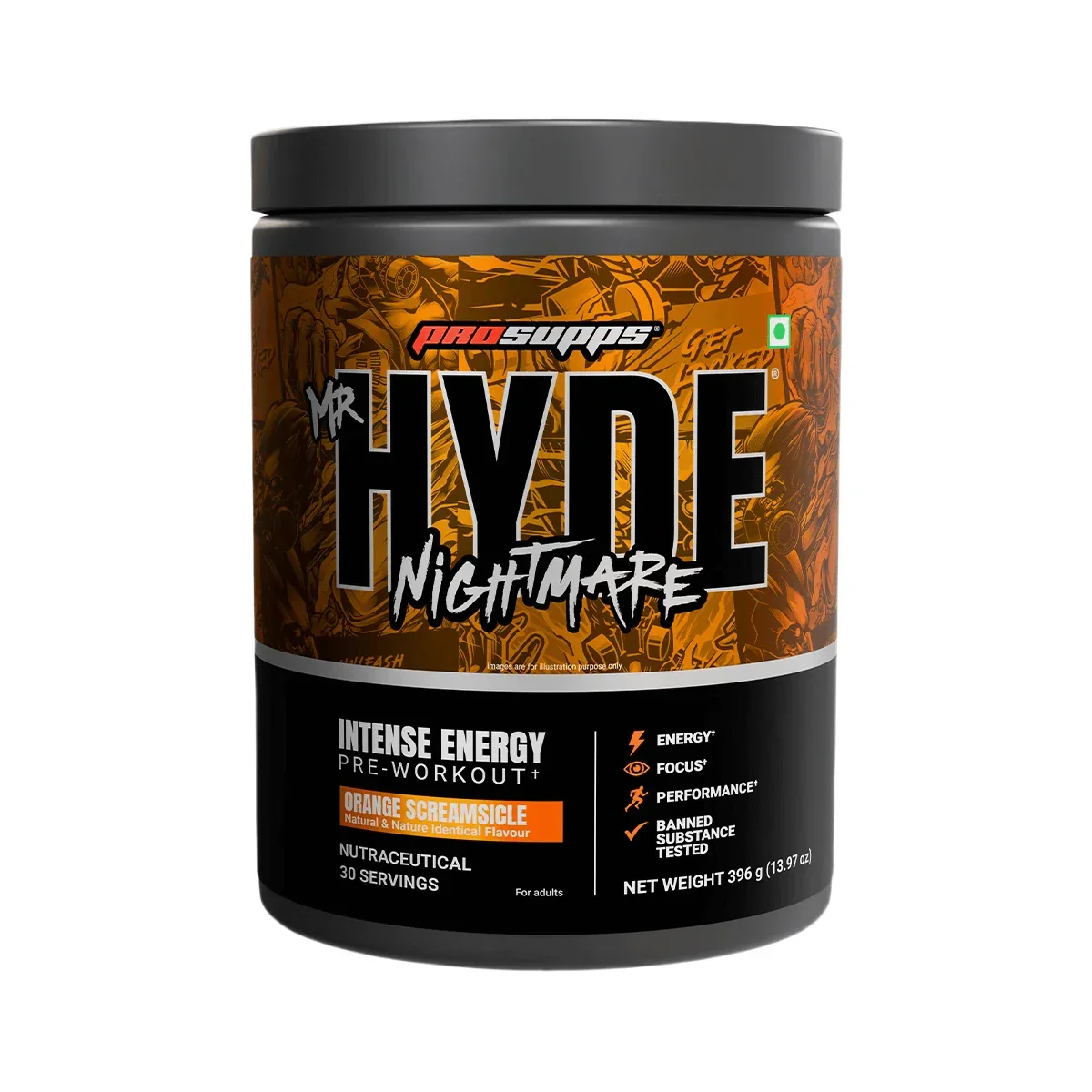 PROSUPPS HYDE NIGHT MARE Intense Energy Pre-Workout, Orange Screamsicle 30SERVINGS