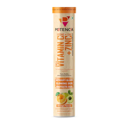 Potencia Amla Vitamin C + Zinc Effervescent Tablet (15 Each) Orange (pack of 2)