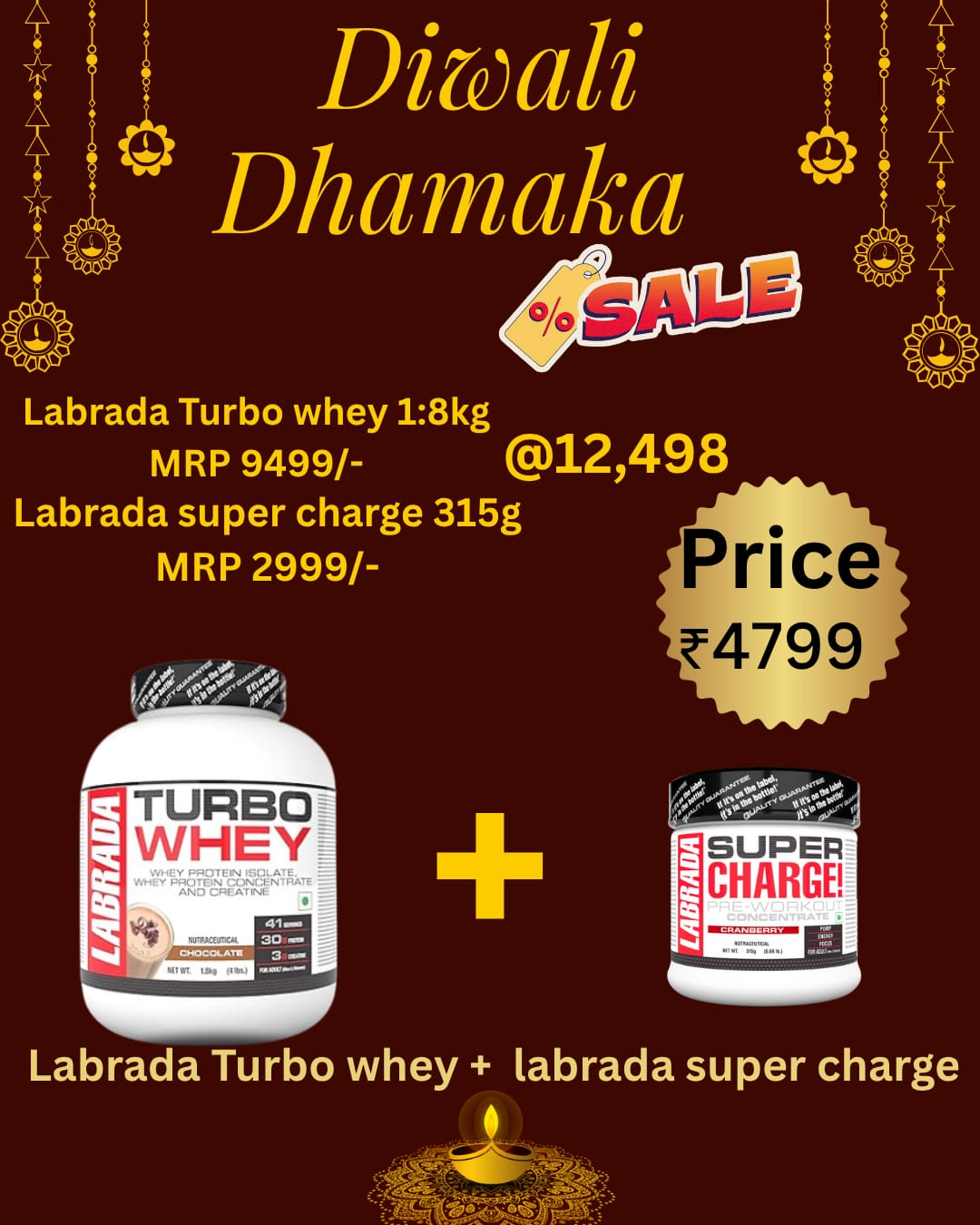 LABRADA TURBO100% WHEY 1.8KG +  Labrada Super Charge Pre Workout 315G