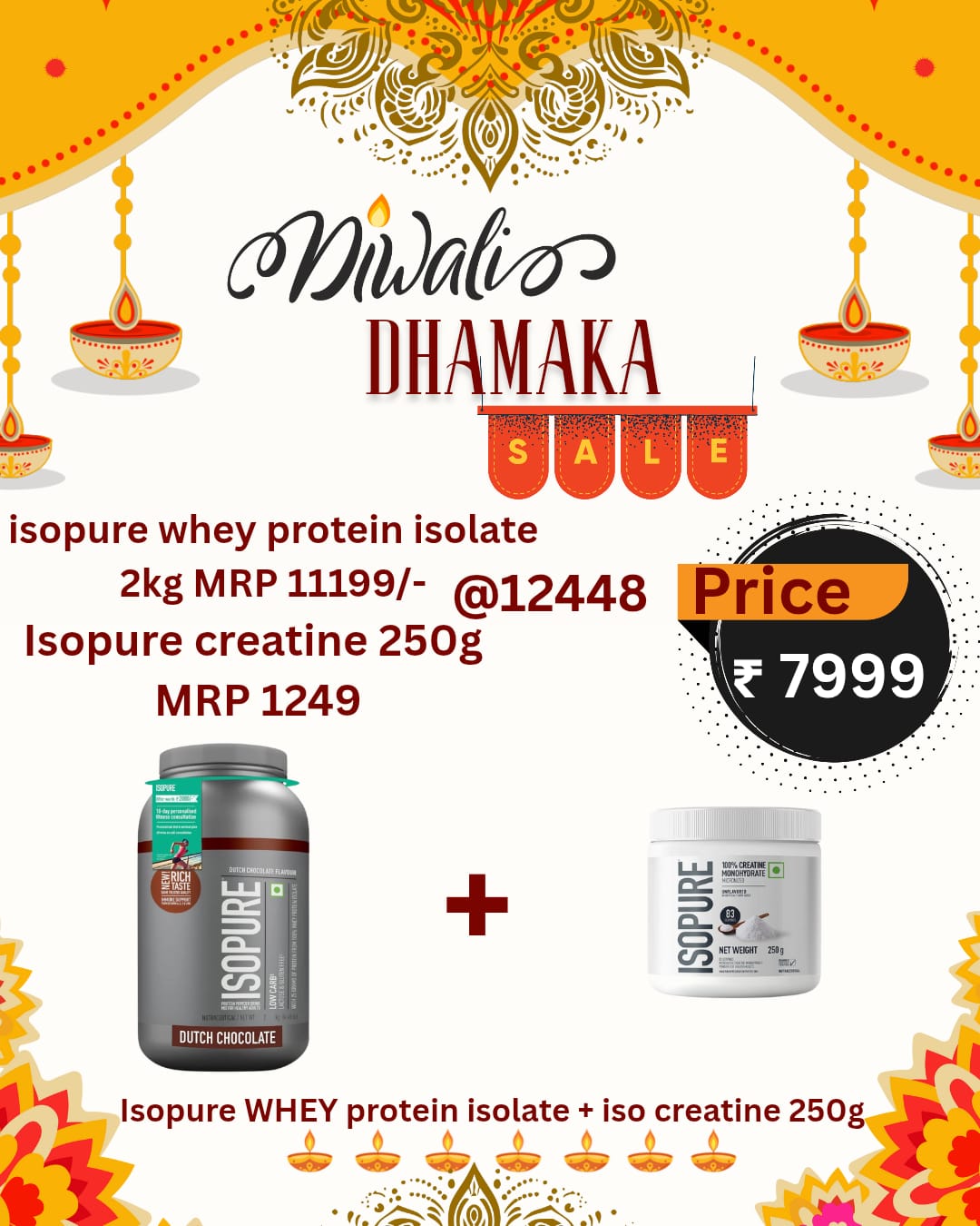 isopure whey protein isolate 2Kg + CreatinFreee 250GM