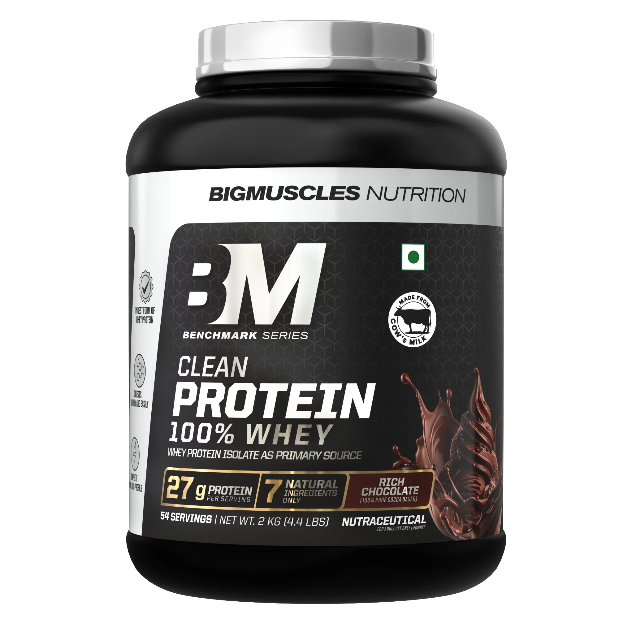 Big Muscles Clean Protein 100% Whey - 2kg - Rich Chocolate