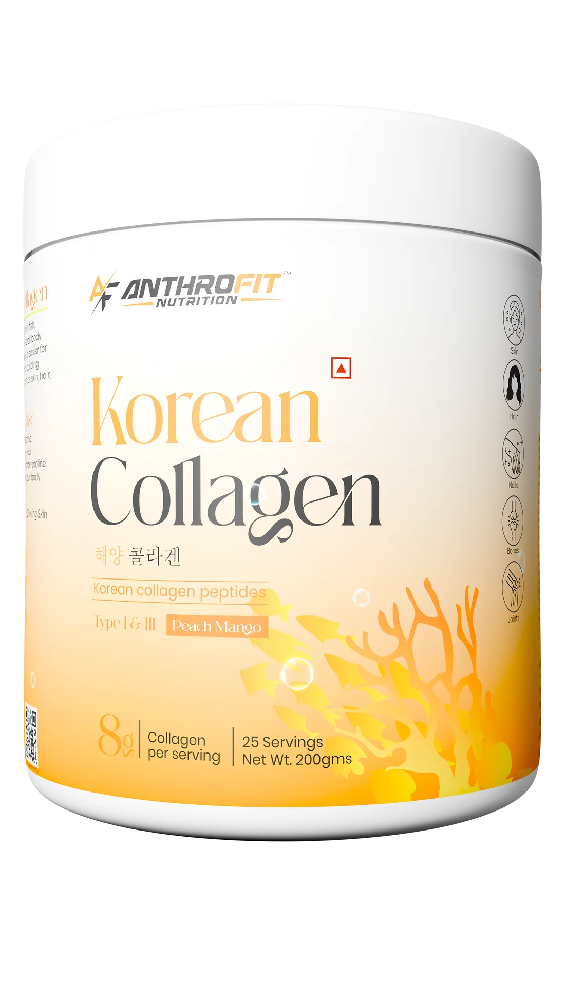 ANTHROFIT Korean Collagen Skin Radiance Peptide 8g | Glutathione, Vitamin C| Reduce Pigmentation and Wrinkles| Natural Skin Glow| 25 Servings