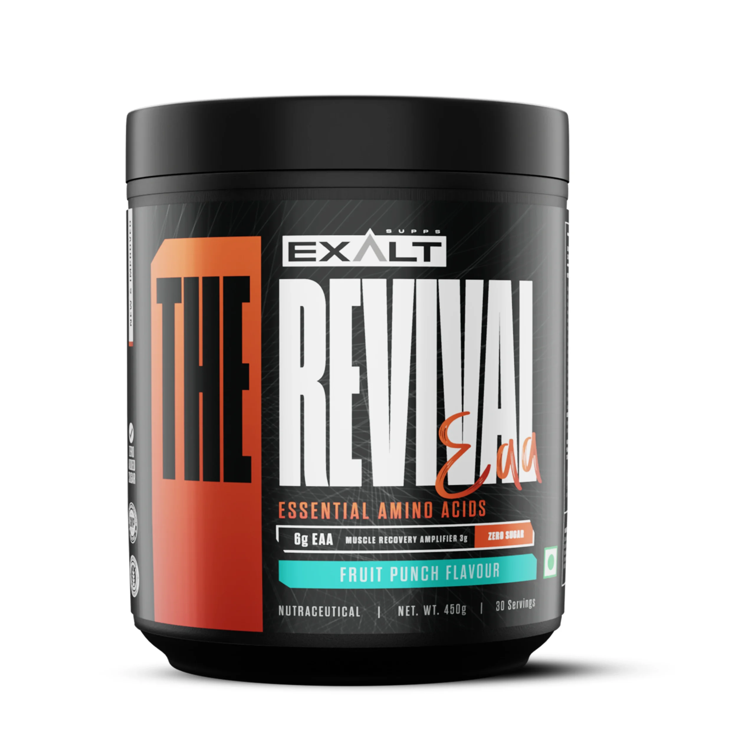 EXALT SUPPS  The Revival Essential Amino Acids (EAA) | 450 gm | 30 Servings | 6000mg EAA | Zero Added Sugar | Muscle Recovery | Increased Endurance (Fruit Punch)